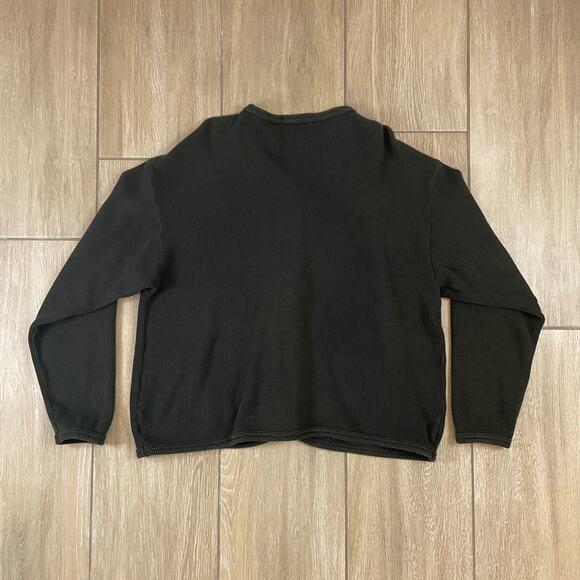 Eddie Bauer Cotton Cardigan Women’s M Dark Green Button Front Rib Knit - Picture 2 of 8